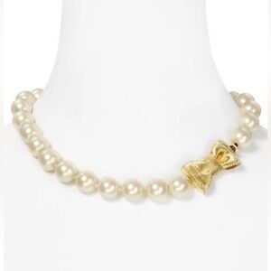 Kate Spade New York “All Wrapped Up” Ribbon Bow Glass Pearl Necklace